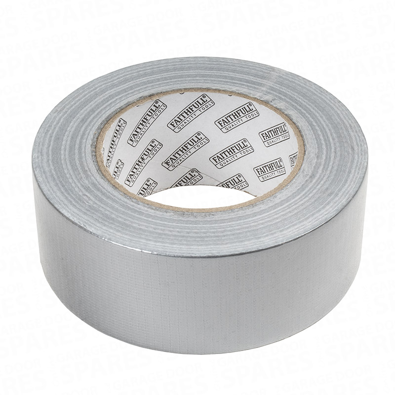 Silver gaffa tape roll 50mm x 5m with strong adhesive on white background