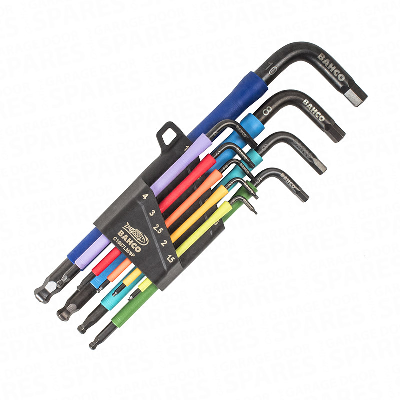 Bahco ball-end Allen key set on white background
