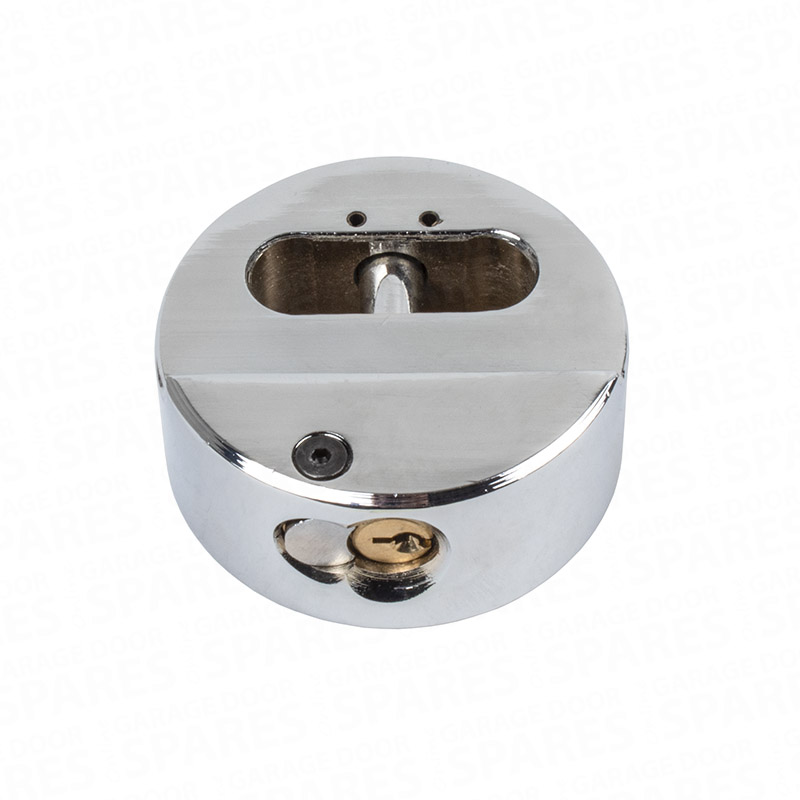 Upside down view of the Hockey Puck Lock to Suit Garage Defender (Master)